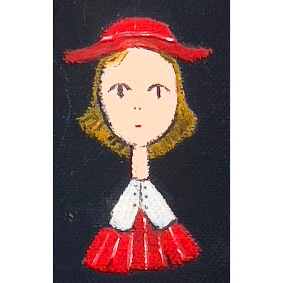 Vintage Folk Art Portraits - Set Of 3 Hand-Painted Oval Wood Plaques 1950's–60's - Picture 4 of 10